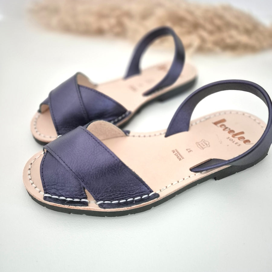 Metallic blue sandals on sale