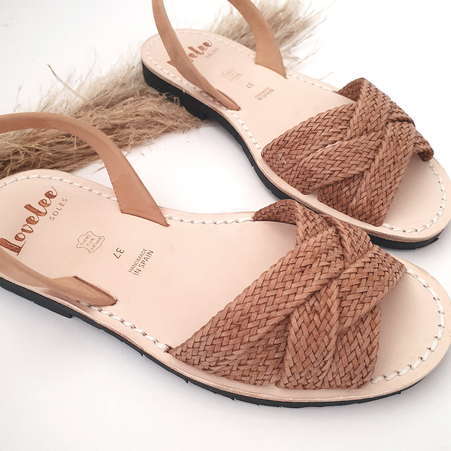 Avarca Peep Toe Sandals in Tan | By Lovelee Soles 