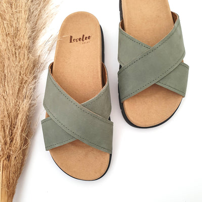 Khaki Green Slide Sandal | Lexi by Lovelee Soles 