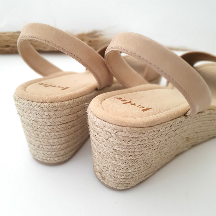 Lovelee Soles Espadrille Wedges in Nude  