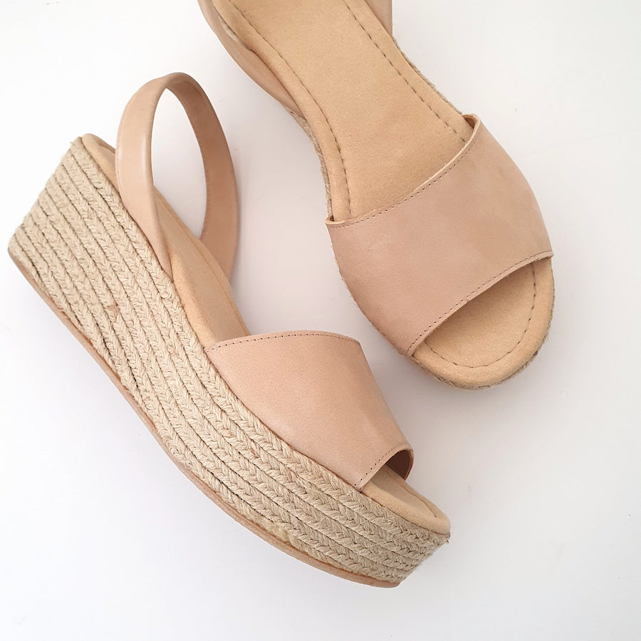 Lovelee Soles Espadrille Wedges in Nude  