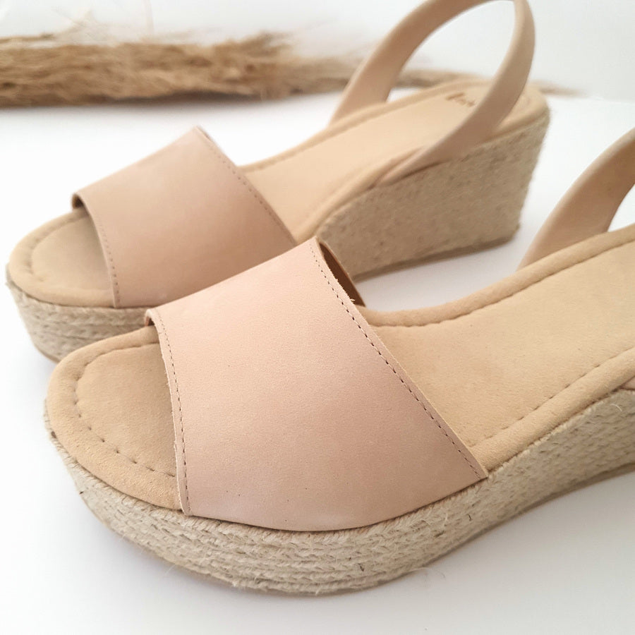 Lovelee Soles Espadrille Wedges in Nude  