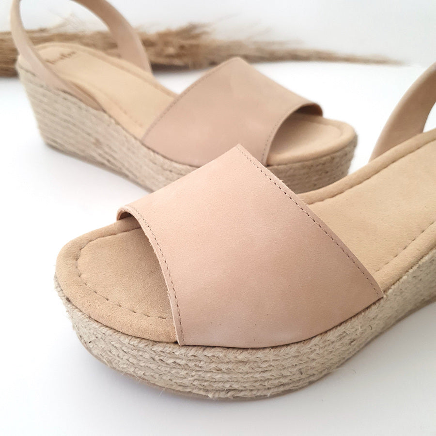 Lovelee Soles Espadrille Wedges in Nude  