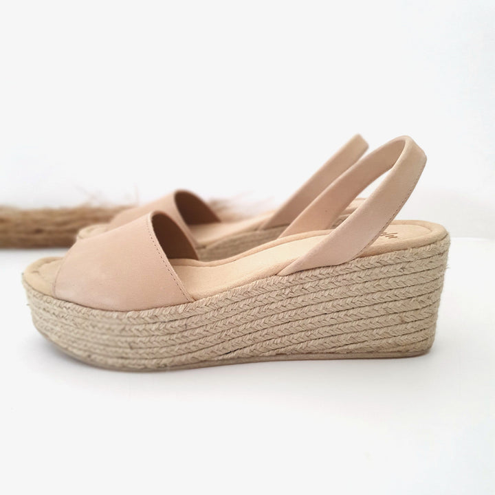 Lovelee Soles Espadrille Wedges in Nude  