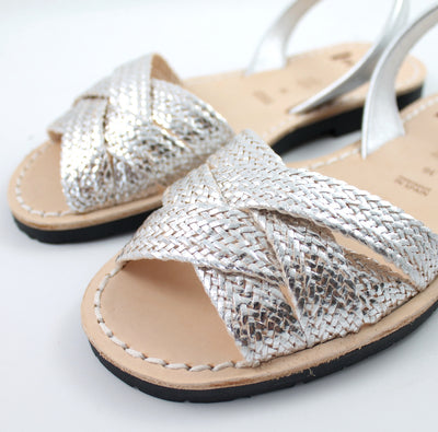 Lovelee Soles Avarcas | Woven Peep Toe Sandal Silver