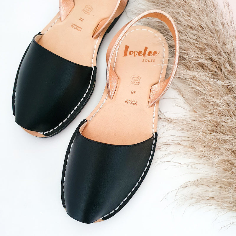 Lovelee_Soles_Avarca_Black_Rose_Gold_Soft_Sole_Wide_1