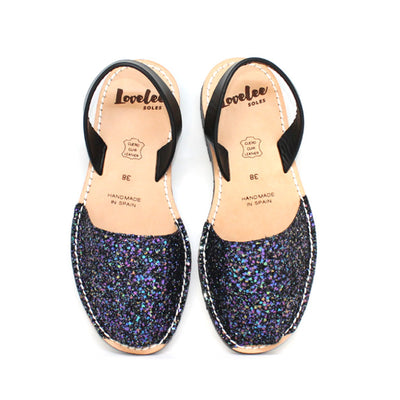 Multi Black Glitter Sandals